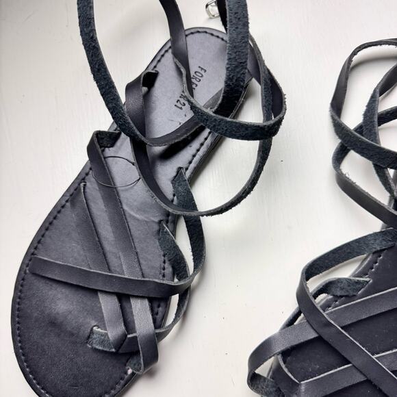 Forever 21 Black  Ankle Strap Gladiator Style Sandals Sz 7 - Picture 3 of 9